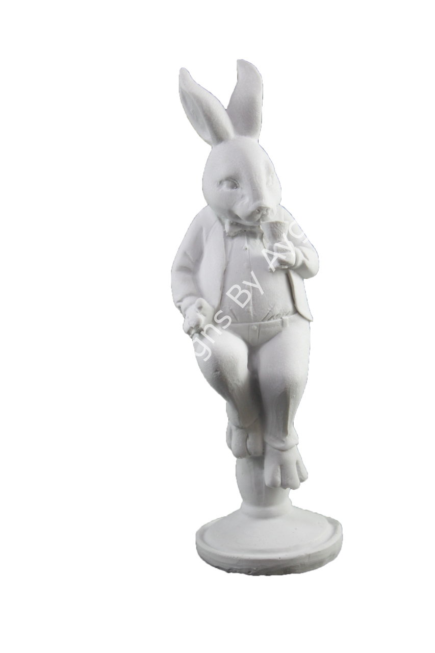 OTURAN KADEHLİ TAVŞAN BİBLO 25X9 CM