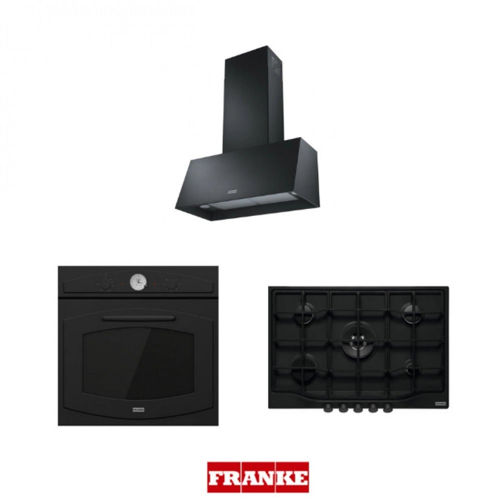 Franke Trendline Matt Black 70 Cm 3'Lü Rustik Ankastre Set