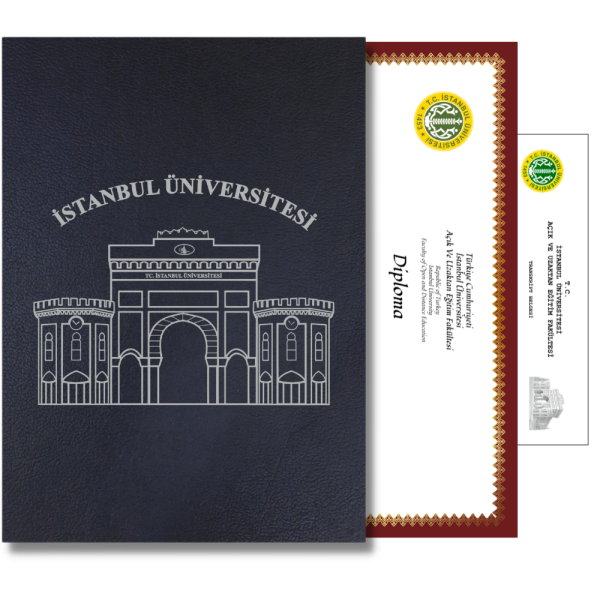 Diploma Baskısı ve Siyah Deri Diploma Dosyası Gümüş Yaldızlı Özel Tasarım