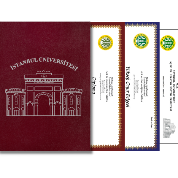 Bordo Deri Diploma Dosyası Diploma ve Onur Belgesi Baskısı Gümüş Yaldızlı Özel Tasarım