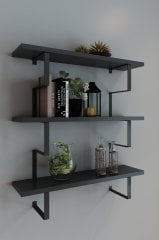 Metal Ayaklı Duvar Rafı, 3 Katlı Duvar Rafı, Kitaplık, Saksılık, Banyo, Mutfak, Salon, TV