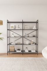Nilamu 150 cm Kitaplık, Metal Aksamlı, Organizer, Ofis, Ev, 5 Raflı Kitaplık