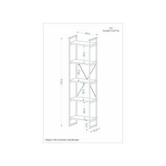 Nilamu 45 cm Kitaplık, Metal Aksamlı, Açık Raf, Organizer, Ofis, Ev, 5 Raflı Kitaplık