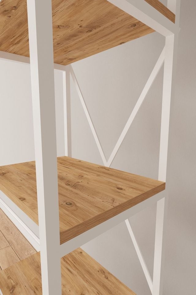 Nilamu Elbise Dolabı | Metal Gövdeli Açık Askılık & Organizer Dolap 130×170×34 Cm
