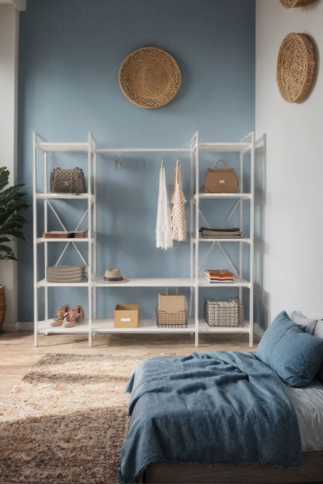 Nilamu Elbise Dolabı | Metal Gövdeli Açık Askılık & Organizer Dolap 175x170x34 Cm