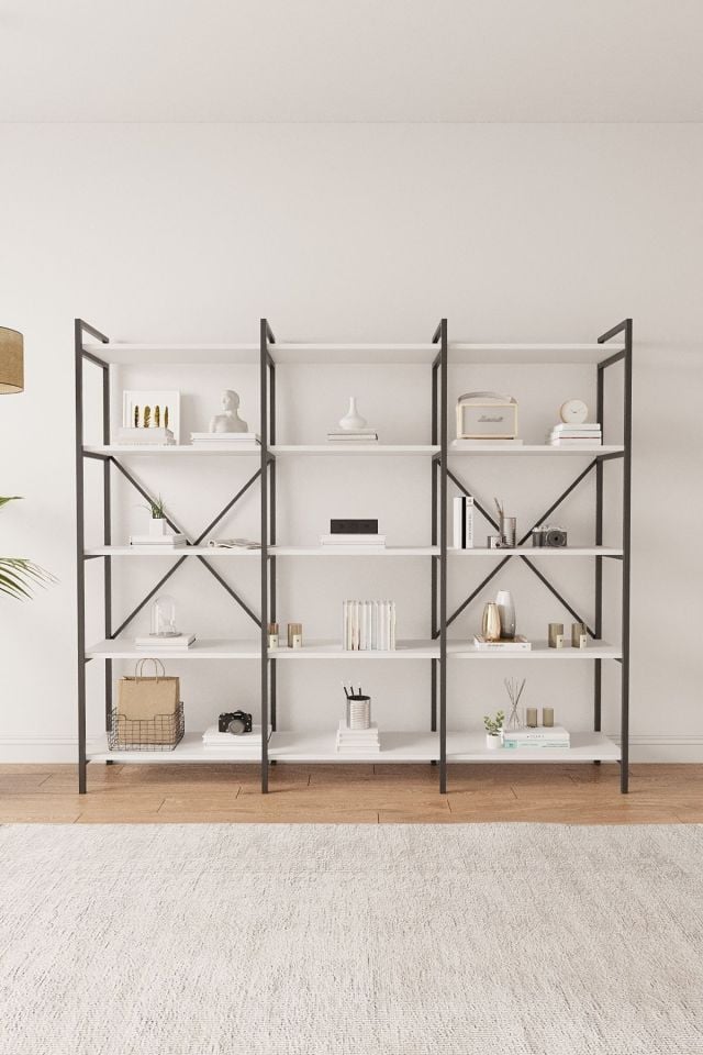 Nilamu 200 Cm Kitaplık | Metal Gövde. Açık Raflı Organizer Ve Düzenleyici