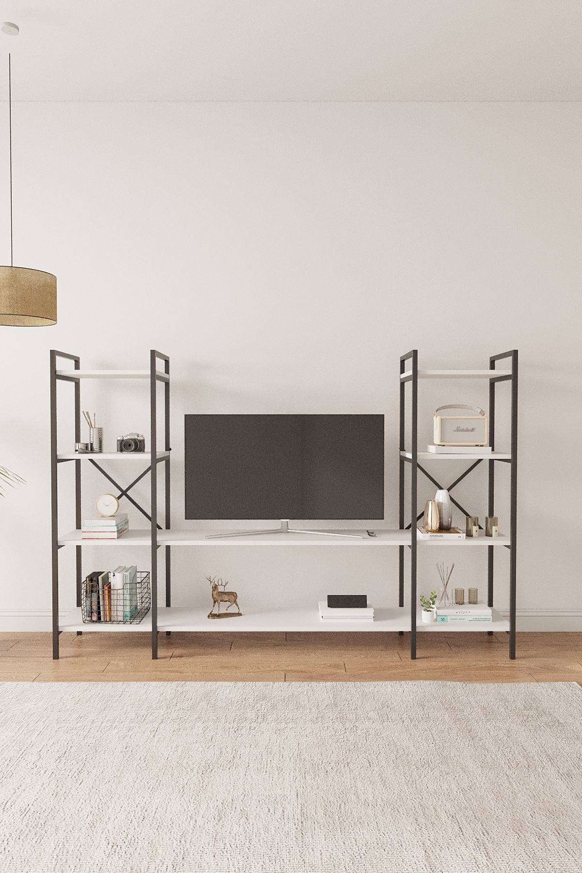 Nilamu | Çok Amaçlı TV Ünitesi & Kitaplık Ofis, Salon ve Ev İçin Şık Tasarım 200x135x30 cm