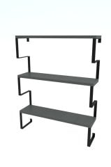 Metal Ayaklı Duvar Rafı, 3 Katlı Duvar Rafı, Kitaplık, Saksılık, Banyo, Mutfak, Salon, TV Antrasit