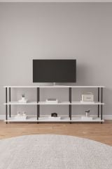 Çevir Kur 200 cm Beyaz Raflı Tv Sehpası, Tv Ünitesi