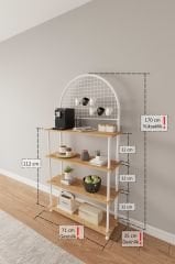 Çevir Kur 4 Raflı Kahve Köşesi Dolabı, Mutfak Standı, Mutfak Düzenleyici 71*170*35 Cm