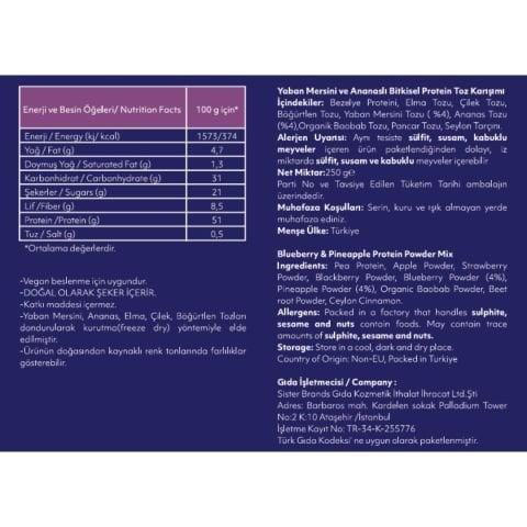 Yabanmersini, Ananaslı Bitkisel Protein 250 gr