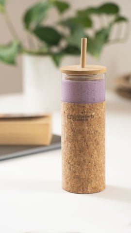450 ml Mantar Kılıflı Borosilikat Cam Su Şişesi