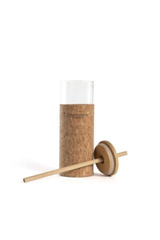 450 ml Mantar Kılıflı Borosilikat Cam Su Şişesi