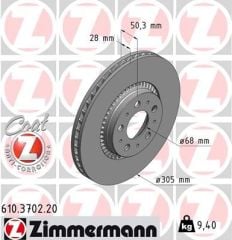 Zimmermann Volvo S60 S80 V70 XC70 Ön Fren Diski 16inç Takım 31262707