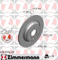 Zimmermann Volvo S60 V60 S80 V70 XC70 Arka Fren Diski Takım 31471746