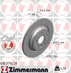Zimmermann Volvo S60 V60 S80 V70 XC70 Arka Fren Diski Takım 31471746