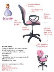 Pembe Prenses Sandalye Çocuk Odası Ders Çalışma Sandalyesi Ofis Koltuğu Kız Çocuk Sandalyesi