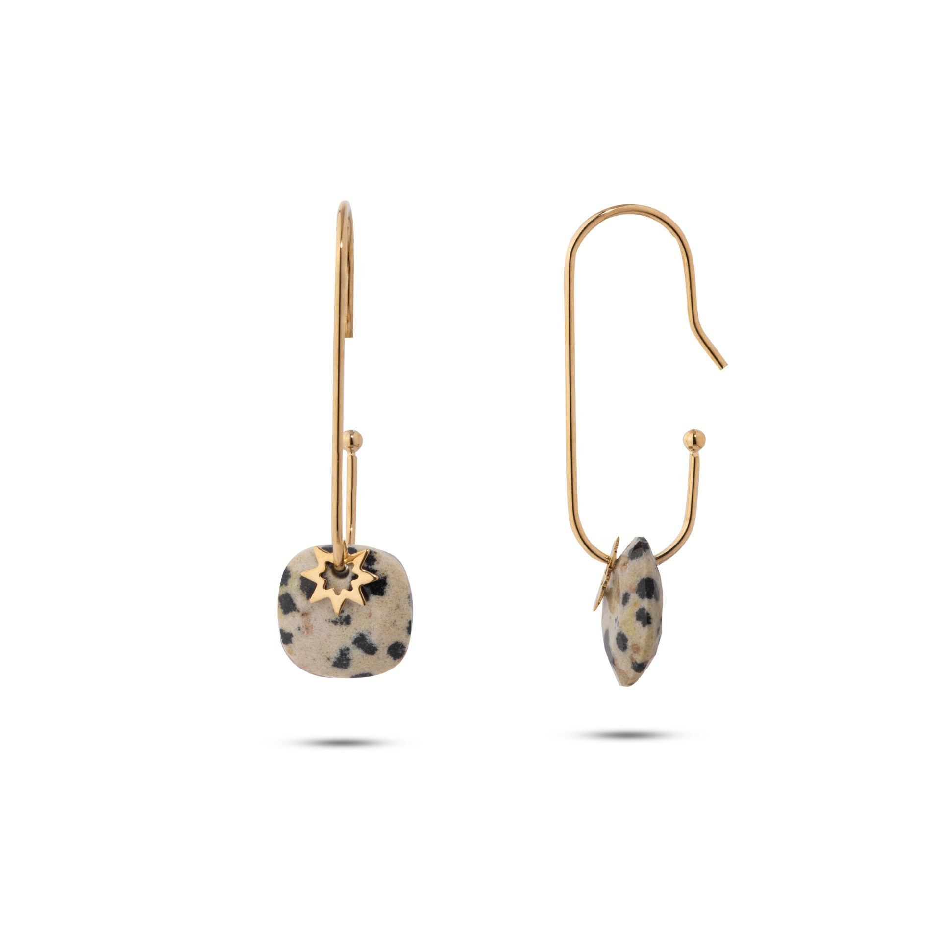 Hoshi Gold Leopar Desenli Doğal Taşlı Çelik Kadın Küpe