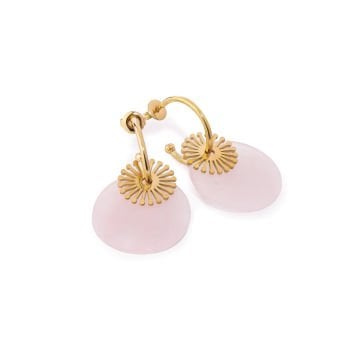 Maki Gold Açık Pembe Doğal Taşlı Altın Kaplama Çelik Kadın Küpe