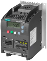 SİEMENS - 6SL3210-5BE15-5UV0 - SINAMICS V20 380-480 V 3 AC -15/+10% 47-63Hz rated power 0.55 kW with 150% overload for 60 sec. unfiltered I/O: 4 DI, 2 DO,2 AI, 1 AQ fieldbus: USS/MODBUS RTU