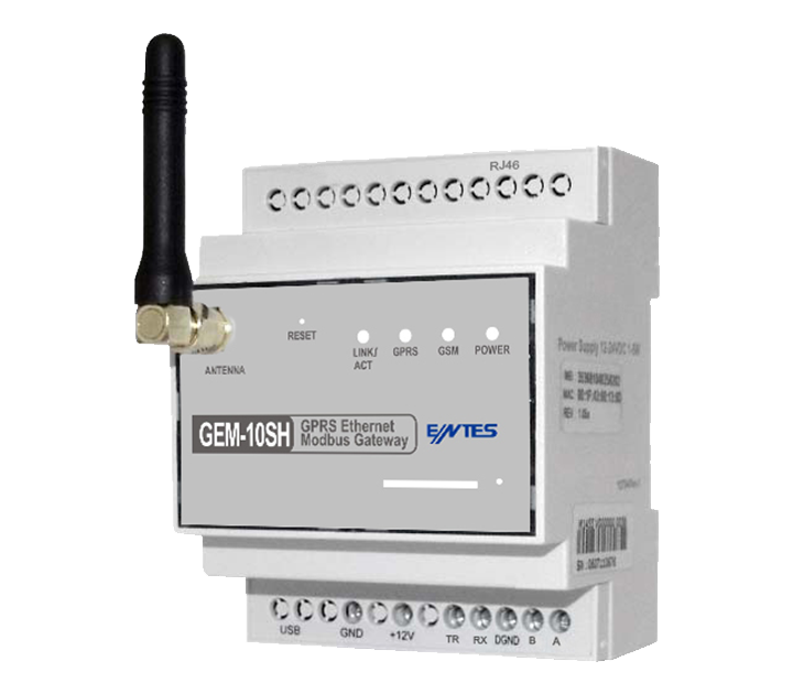 Entes  GEM-10SH  GPRS Ethernet Modbus Gateway Modem, sayaç haberleşmeli (DC Besleme, AC Adaptörlü 12-20 VDC çıkışlı) - M2963