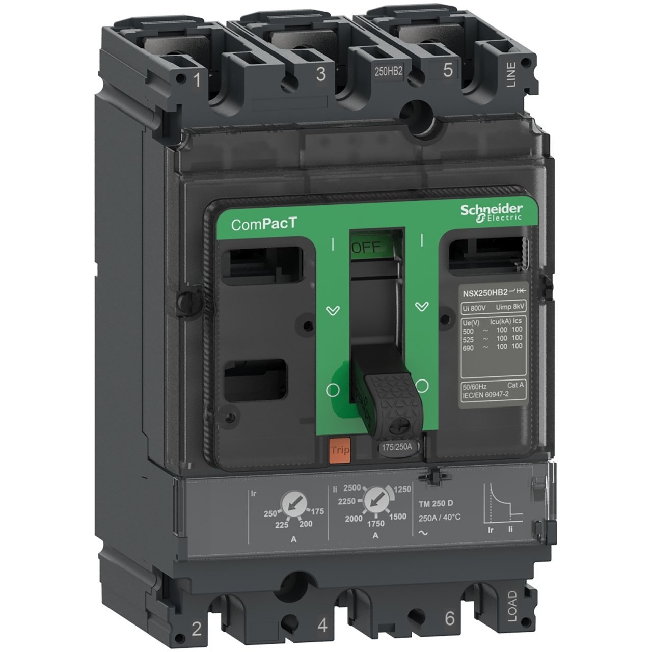 Schneider Elektrik C25V3TM160 -NSX160 HB1 TM 160D 75kA 690V 3P  ( Eski Muadil Ürün Referans Kodu  : LV433480 )