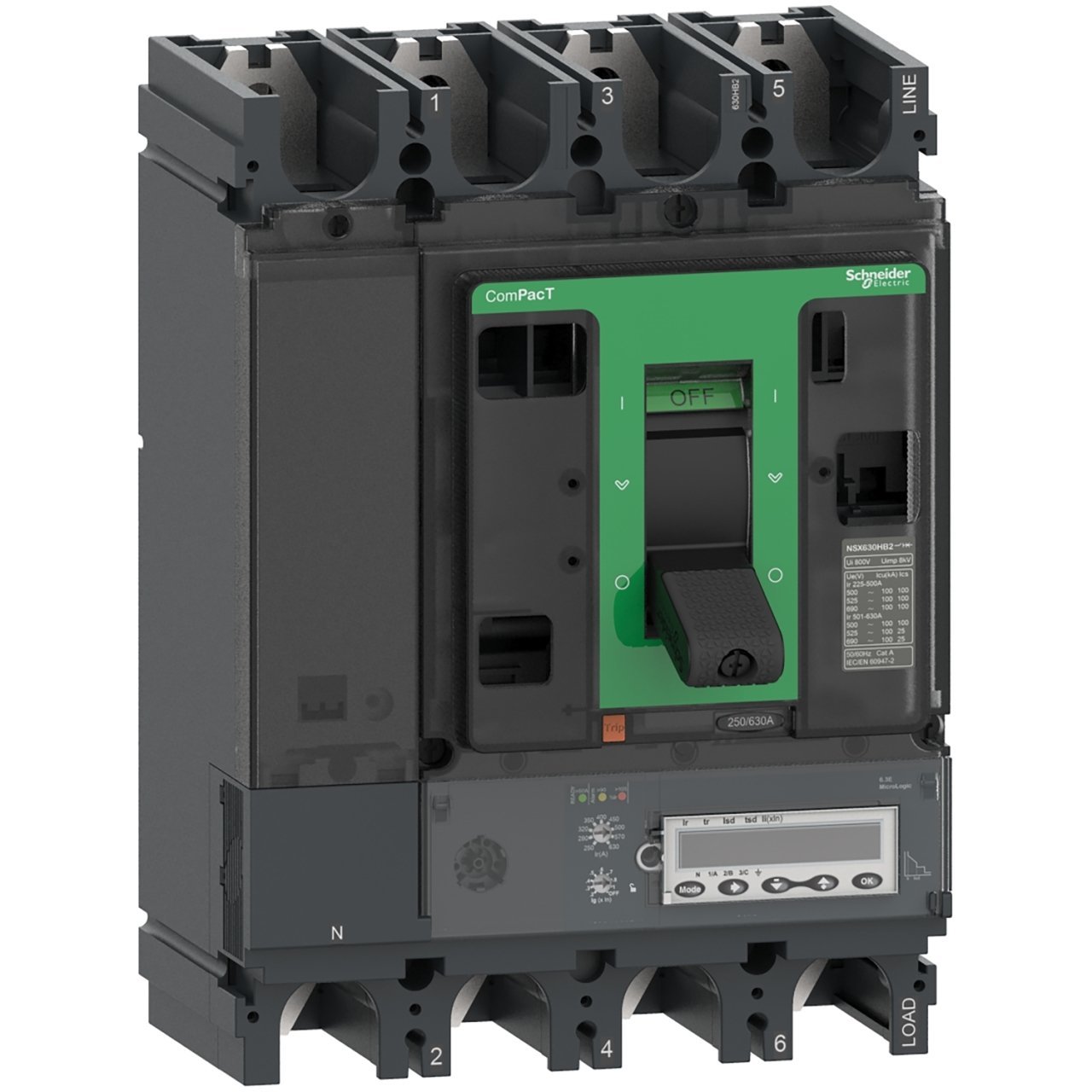 Schneider Elektrik C40W46E400 -NSX400HB2 MicroLogic Korumalı 400A 4 Kutup 690V AC-100kA Kompakt Şalter  ( Eski Muadil Ürün Referans Kodu  : LV433649 )