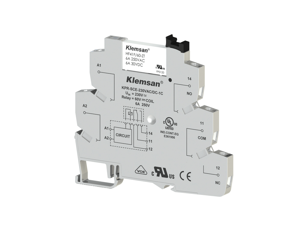 Klemsan KPR-SCE-12VDC-1C (RELAY SOCKET) Tek Kutup Interface Röle Soketi 6,2 mm Röle Soketi 12VDC - (270805)