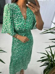 My 3109 Gold Buttoned Maxi Green Dress