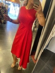 kırmızı  drapeli aerobin elbise