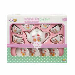 DZC KUZENLER AVM 13 PARÇA PORSELEN ÇAY SETİ OYUNCAK EVCİLİK AKTİVİTE PORSELEN