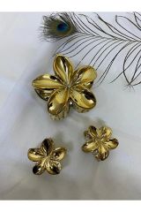 akrilik parlak gri 2 li lotus madal toka küçük set