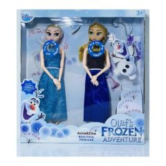 DZC KUZENLER AVM Frozen ELSA VE ANNA Eklemli Işıklı Müzikli Oyuncak Bebek 2 li