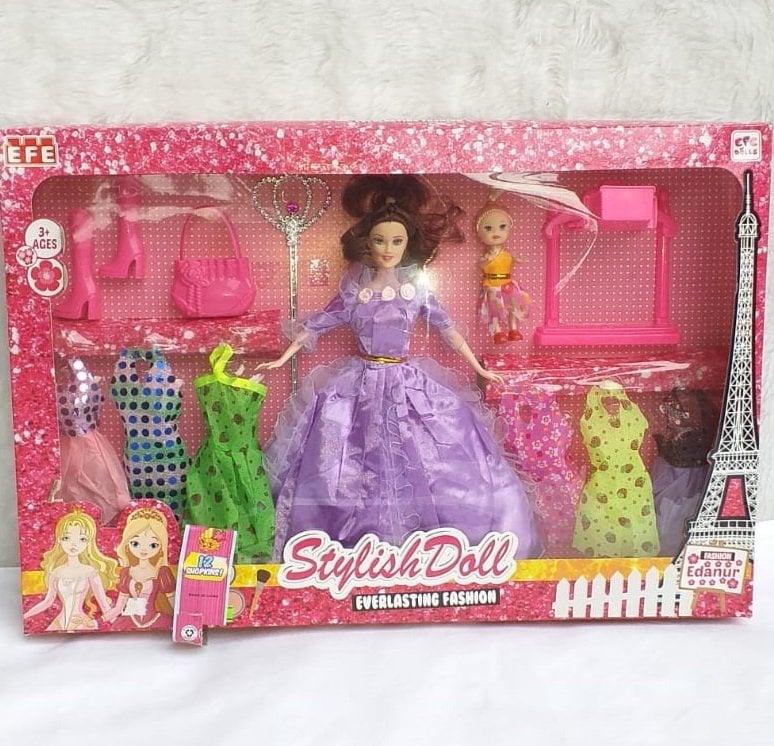 EFE OYUNCAK Edanur Bebek Elbise Setli Stylish Doll Et Bebek Seti 13 Parça