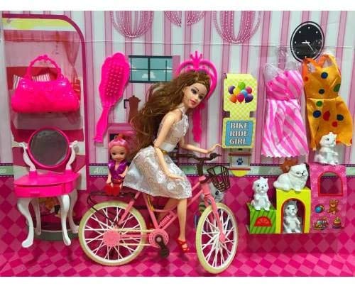 BİSİKLETLİ AKSESUARLI ALİSA BARBİE BEBEK OYUNCAK