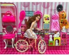 BİSİKLETLİ AKSESUARLI ALİSA BARBİE BEBEK OYUNCAK