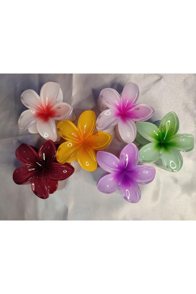 6'LI RENGARENK LOTUS ÇİÇEĞİ MANDAL TOKA 8 cm