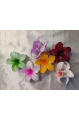 6'LI RENGARENK LOTUS ÇİÇEĞİ MANDAL TOKA 8 cm