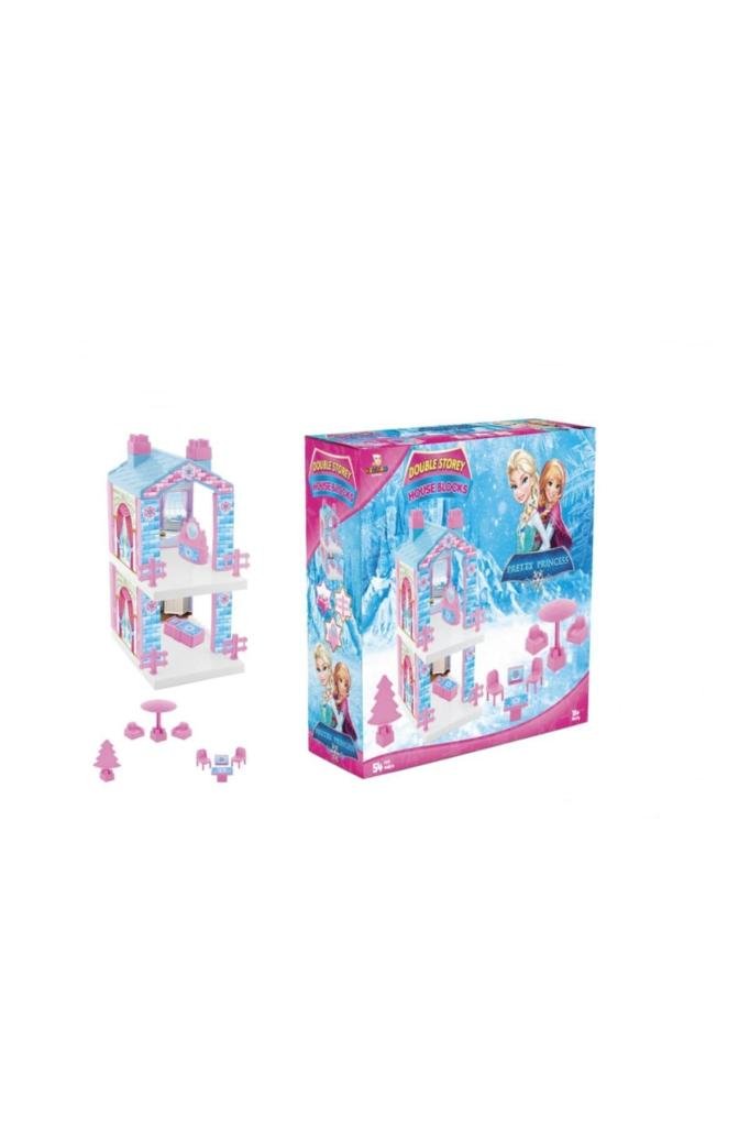 KETSAN OYUNCAK 2 Katlı Ev Blokları 54 Parça Frozen Elsa Anna Figürlü