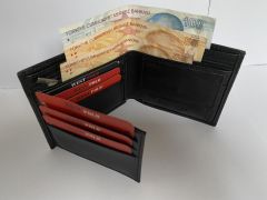 Siyah Bozuk Para Bölmeli Hakiki Deri Erkek Cüzdan