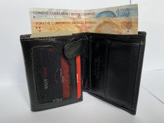 DZC KUZENLER AVM Siyah Bozuk Para Bölmeli Hakiki Deri Erkek Cüzdan