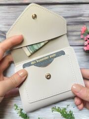 Kadın Fermuarlı çıtçıtlı Bozuk Para Bölmeli Cüzdan Kartlık Aksesuar,yılbaşı Hediyesi krem