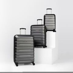 DZC KUZENLER AVM Abs Premium Tonaton 3'lü Valiz Seyahat Seti - Model:500.02 Koyu Gri Füme