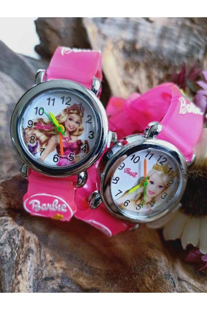 BARBİE SLİKON KORDON SAAT KIZ ÇOCUK SAATİ MOR PEMBE