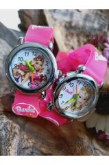 BARBİE SLİKON KORDON SAAT KIZ ÇOCUK SAATİ MOR PEMBE