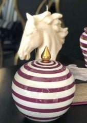 Mor Çizgili Küre Küp 20cm