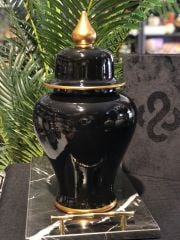Siyah Gold Detaylı Şah küp 38 cm