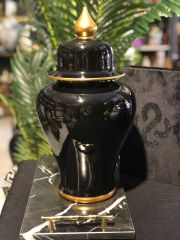 Siyah Gold Detaylı Şah küp 38 cm