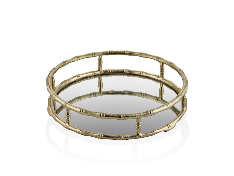 Bamboo Round Small Tray Gold 39X39X8 Cm