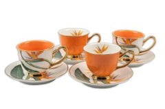 Orange Flower 4lü Kahve Fincanı Seti
